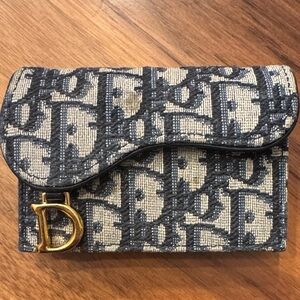 Dior Blue and Cream Monogram Card holder